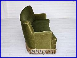1970s, Danish 3-seater Banana sofa, original green velour