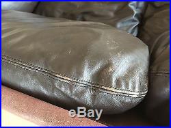 1970s Leolux Loveseat Vintage Leather & Chrome Sofa $699