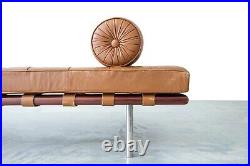 1970s Mies Van Der Rohe Barcelona Daybed couch for Knoll Rosewood Tan Leather