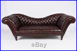 1970s Vintage Henredon Chesterfield Tufted Leather Sofa Distressed Finish