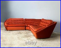 1970s mid century modern velour sectional sofa by Vono