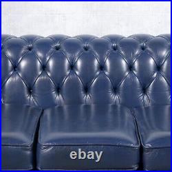 1980s English Vintage Chesterfield Sofa in Navy Blue Leather