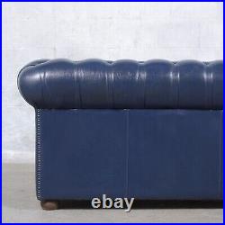 1980s English Vintage Chesterfield Sofa in Navy Blue Leather