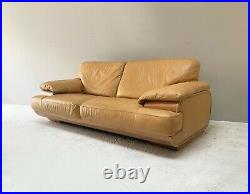 1980s mid century Italian cream leather sofa