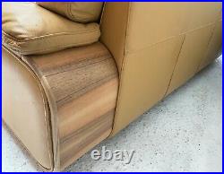 1980s mid century Italian cream leather sofa