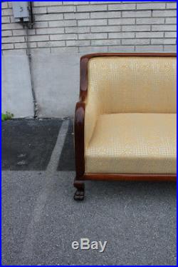 19th C. American Empire Solid Mahogany Sofa, Love Seat, New Upholstery
