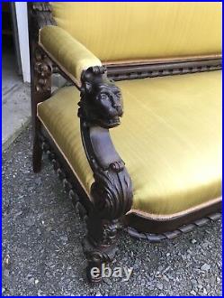19th. C. CARVED ROSEWOOD SOFA WITH HEADS