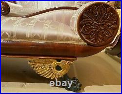19th C Diminutive Classical Mahogany Recamier with Gilt Eagle & Claw Feet