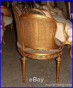 19th C. French Louis XVI Cane Corbeille Settee Chair