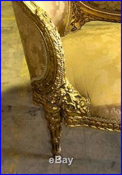 19th C. Ornate French Louis XVI Corbeille Settee