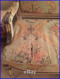 19th C Ornate Painted Gilt Italian Neoclassical Empire Louis XVI Settee Sofa