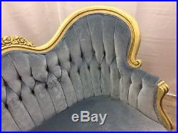 19th C Vintage Estate Antique Victorian tufted back velvet sofa loveseat settee