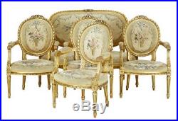 19th Century 5 Piece Carved Wood And Gilt Salon Suite