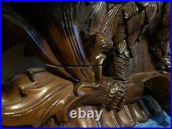 19th Century American Regency Grand Salon Hand Carved Mahogany Eagle Sofa Blue