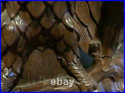 19th Century American Regency Grand Salon Hand Carved Mahogany Eagle Sofa Blue