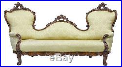 19th Century Carved Mahogany Victorian Sofa