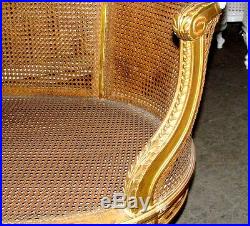 19th Century French Louis XVI Cane Caned Settee Sofa Canapé