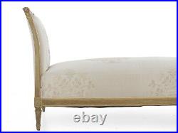 19th Century French Louis XVI Style Gray Painted Antique Daybed Sofa
