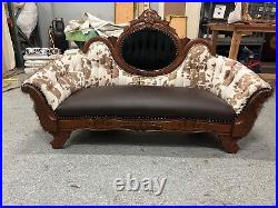 19th century child size sofa all redone in shop with Vegan materials