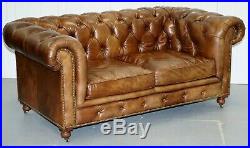 1 Of 2 Rrp£3839 Timothy Oulton Halo Westminster Brown Leather Chesterfield Sofas