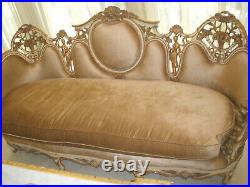 $25k Royalty 3pc Italian Antique Hand Carved Cherubs Saloon Sofa/chairs Set