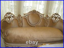 $25k Royalty 3pc Italian Antique Hand Carved Cherubs Saloon Sofa/chairs Set