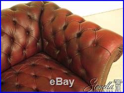 28763 Tufted Burgundy Leather English Chesterfield Sofa