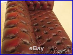 28763 Tufted Burgundy Leather English Chesterfield Sofa
