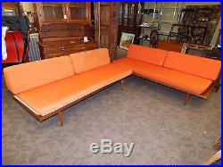 2 Mid Century Danish modern walnut platform sofa couch daybed set Eames Hvidt
