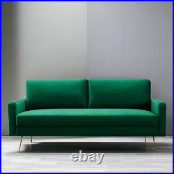 2 Seater Velvet Sleeper Sofa Convertible Couch Metal Legs Square Arm Living Room