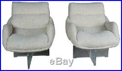 2 Vladimir Kagan 1968 Cosmos Lounge Chairs Lucite Swivel Wool Mid Century Modern