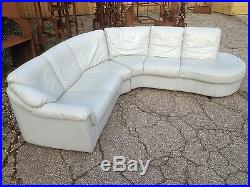 2pc Leather Serpentine Sectional Sofa Vintage Mid Century Modern Kagan Era