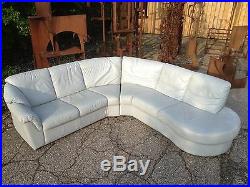 2pc Leather Serpentine Sectional Sofa Vintage Mid Century Modern Kagan Era