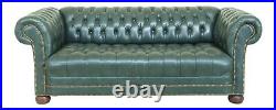 32242EC Chesterfield Style Green Tufted Leather Sofa