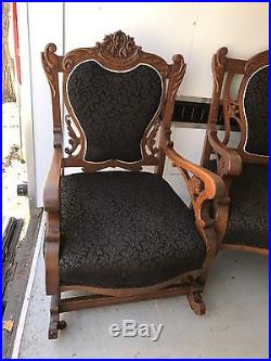 3 Pic Parlor Set- VICTORIAN East Lake Matching Rocking Chair, Sofa And Chair