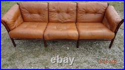 3-Seater Sofa, Leather Lounge Chair x 2 & Footrest by Arne Norell Vintage Design