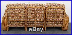3 Section Paul Frankl Style Bamboo Rattan Sectional Sofa, 1950s