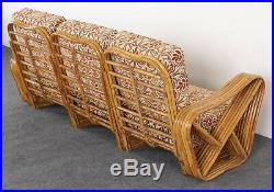 3 Section Paul Frankl Style Bamboo Rattan Sectional Sofa, 1950s