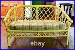 3pc Ficks Reed MCM 1950s Bamboo & Rattan Loveseat Settee Sofa and 2 Side Chairs