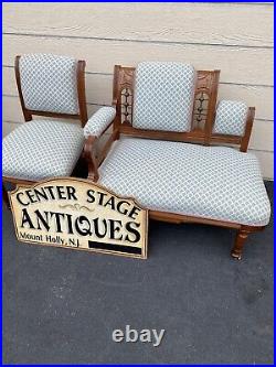 45043 Antique Victorian Settee Loveseat + Chair