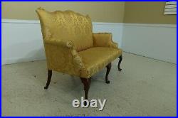 49325EC George III Style Scalamandre Upholstered Walnut Loveseat Sofa