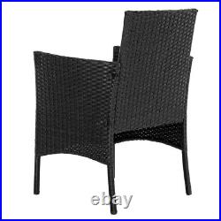 4PCS Outdoor Patio Rattan Furniture Set Cushioned Sofa Coffee Table Deck Black