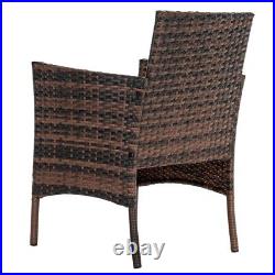 4PCS Outdoor Patio Rattan Furniture Set Cushioned Sofa Coffee Table Deck Brown