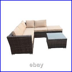 4Pcs Outdoor Patio Furniture Sectional Sofa Set Rattan Chair Wicker Glass Table