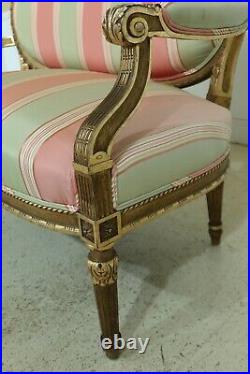 50467EC Vintage French Louis XVI Gold Gilt Settee Loveseat