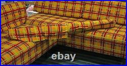 50s Vintage Mid Century Modern Plaid Daybed Sofa Couch Pair, Peg Leg, +Fabric