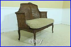 53465EC French Louis XV Style Double Cane Walnut Settee