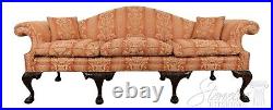 54341EC Damask Upholstered 8 Leg Solid Mahogany Ball & Claw Sofa