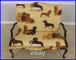 56877EC Dachshund Dog Upholstered Cherry Queen Anne Settee
