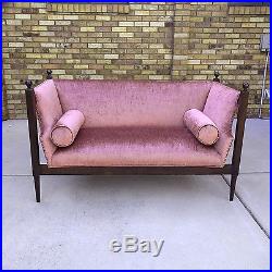 56 mid century REGENCY style finial top CUSTOM velvet art deco sofa love seat